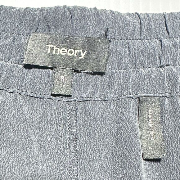 Theory Cortland 100% Silk Jogger Pants Womens Size 8 Washed Black Pull On - Picture 2 of 8